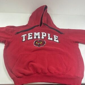 Temple University Owls Mascot Logo Red Hoodie Sweatshirt - Size M